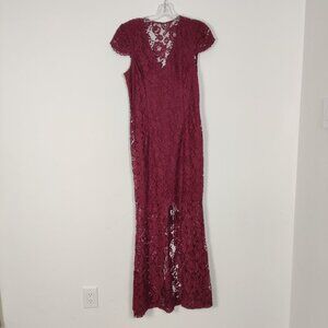 Le Chateau Women's Dress Size 10 Red Lace Lined Viscose Summer Prom Party Dinner